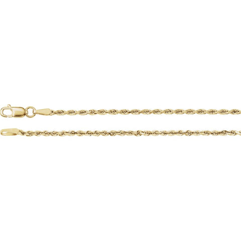 14k Yellow Gold 1.9mm Diamond-Cut Rope 18" Chain with Lobster Clasp