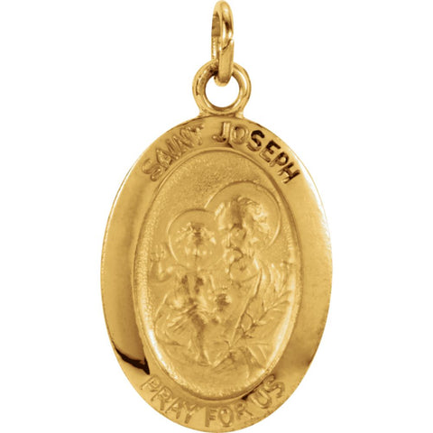 14k Yellow Gold 15x11mm St. Joseph Oval Medal