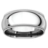 14k White Gold 8mm Double Milgrain Comfort Fit Band, Size 10.5
