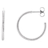 14k White Gold 21mm Rope Design Hoop Earrings