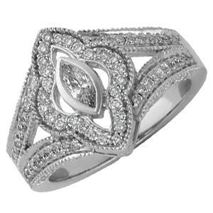 14k White Gold 3/4 CTW Diamond Engagement Ring, Size 7
