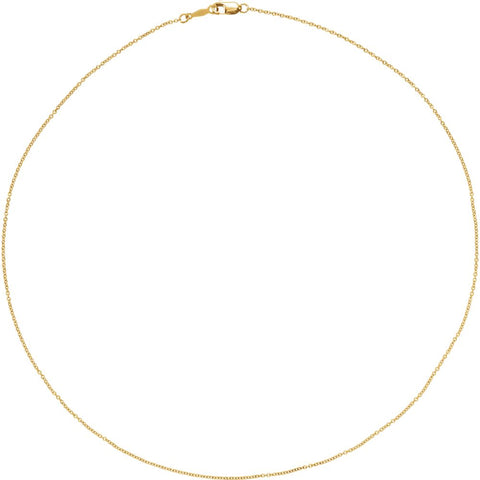 18k Yellow Gold 1mm Solid Cable 18" Chain