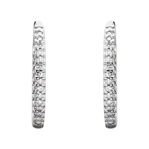 14k White Gold 1/2 CTW Diamond Hinged Inside-Outside Hoop Earrings