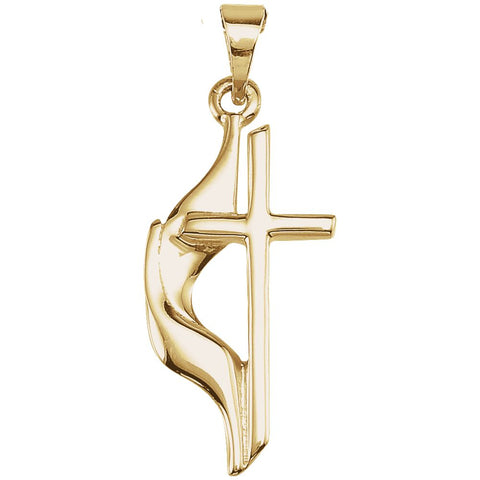 10k Yellow Gold 30x17.5mm Methodist Cross Pendant