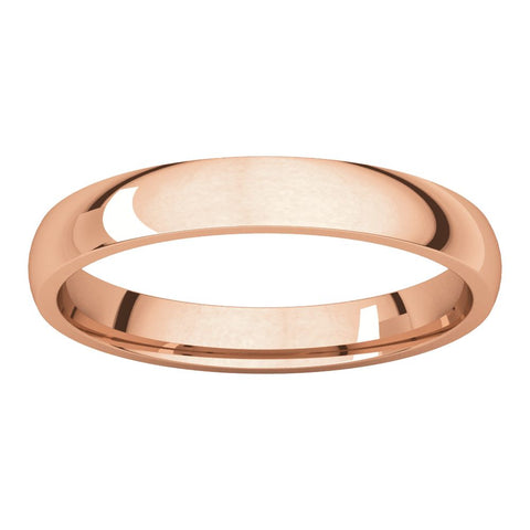 14k Rose Gold 3mm Light Comfort Fit Band, Size 8.5