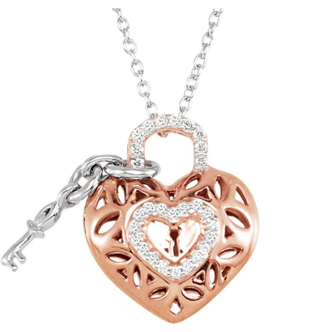 10k Rose Gold 1/6 CTW Diamond Heart 18" Necklace