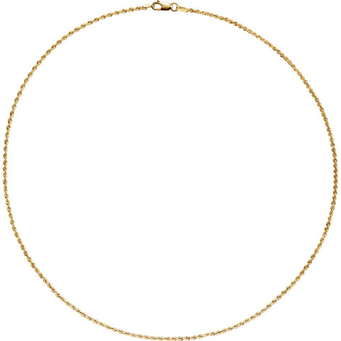 14k Yellow Gold 1.5mm Rope 18" Chain