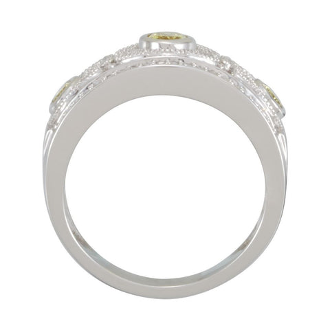 14k White Gold Canary Yellow Sapphire & 1/4 CTW Diamond Ring, Size 7