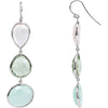 Pair of Genuine Rose Quartz, Green Quartz and Aqua Blue Chalcedony Earrings in Sterling Silver