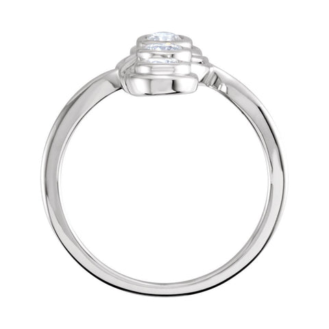 14k White Gold 1/2 CTW Diamond Three-Stone Ring , Size 7