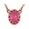 Crown Design Oval Cabochon Chain Center in 14k Rose Gold