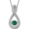 14K White Gold Emerald & 1/6 CTW Diamond 18-Inch Necklace