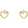 14k Yellow Gold Youth Cubic Zirconia Heart Earrings
