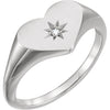 14k White Gold 0.01 ctw. Diamond Heart Signet Ring, Size 7