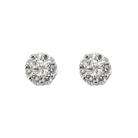 14k White Gold 3/8 CTW Diamond Cluster Earrings