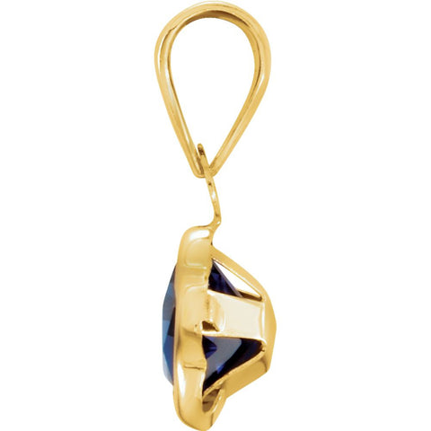 14k Yellow Gold September CZ Birthstone Pendant