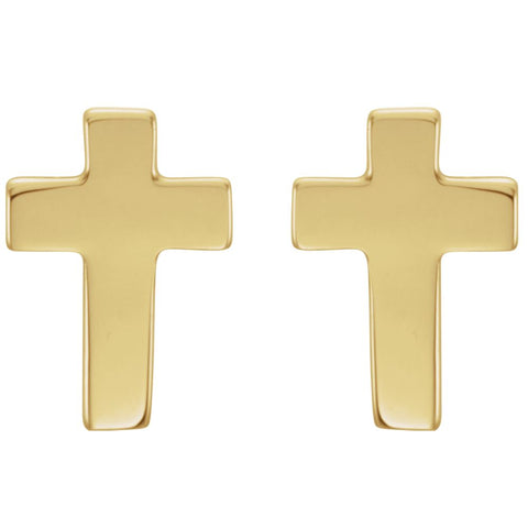 14k Yellow Gold 7x5mm Cross Earrings