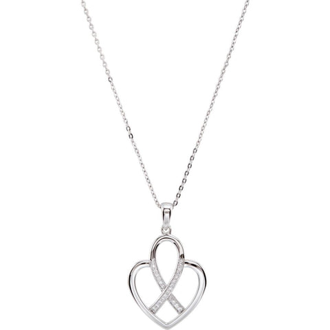 Sterling Silver Fight Against Cancer CZ 18" Necklace