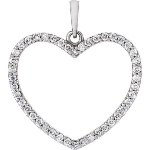 14k White Gold 1/3 CTW Diamond Heart Pendant