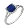 14k White Gold Created Blue Sapphire & 0.05 ctw. Diamond Ring, Size 7