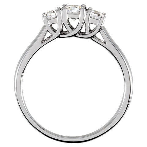 Sterling Silver Cubic Zirconia Three Stone Ring Size 7