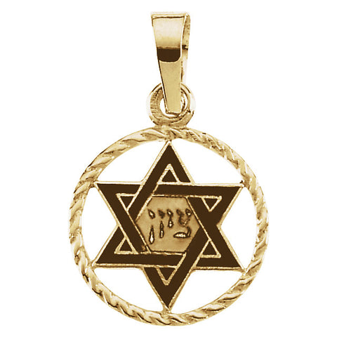 14k Yellow Gold 14x11mm Star of David Pendant