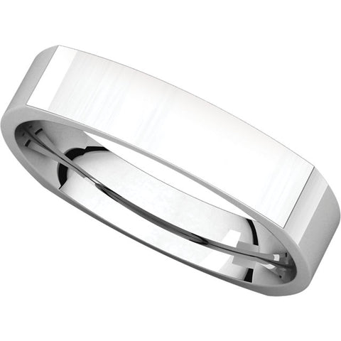 14k White Gold 4mm Square Comfort Fit Band, Size 11