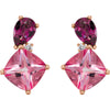 14k Rose Gold Multi-Gemstone & .03 CTW Diamond Earrings