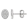 14k White Gold 1/6 ctw. Diamond Oval Cluster Earrings