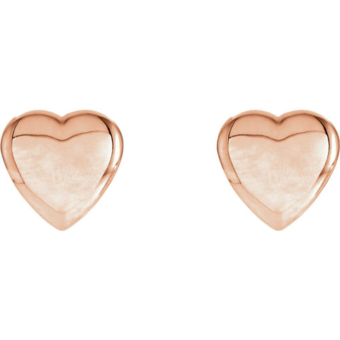 14k Rose Gold Heart Earrings