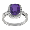 14k White Gold Amethyst & .07 CTW Diamond Ring, Size 7