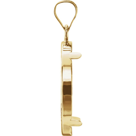 14k Yellow Gold Diamond-cut Tab Back Frame Pendant for U.S. $5.00 Coin