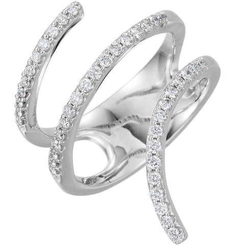 14k White Gold 1/2 CTW Diamond Spiral Wrap Ring