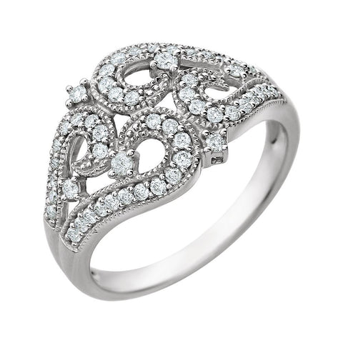 14k White Gold 3/8 CTW Diamond Ring, Size 7