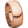 14k Rose Gold 8mm Milgrain Band, Size 7