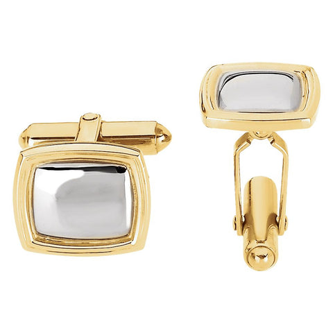 14k Yellow & White Gold Pair of 14x16mm Square Cuff Links
