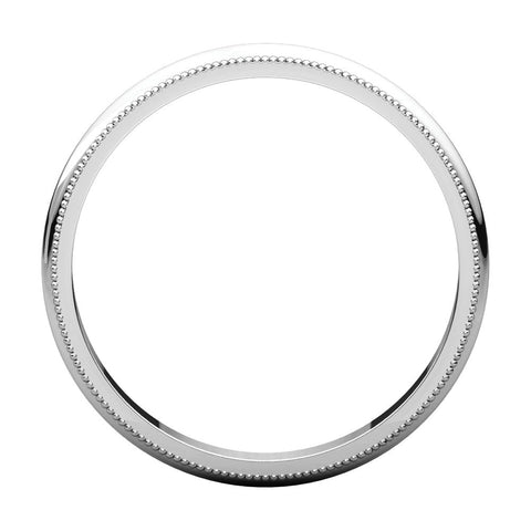 14k White Gold 2.5mm Milgrain Band, Size 4.5