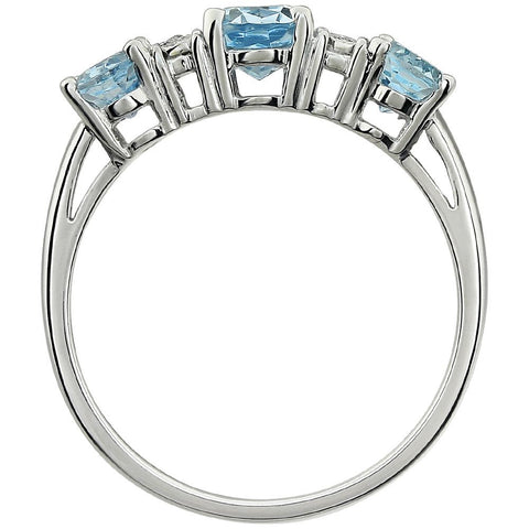 14k White Gold 7x5mm Sky Blue Topaz & .02 CTW Diamond Ring, Size 7