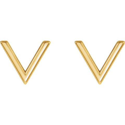 14k Yellow Gold "V" Earrings