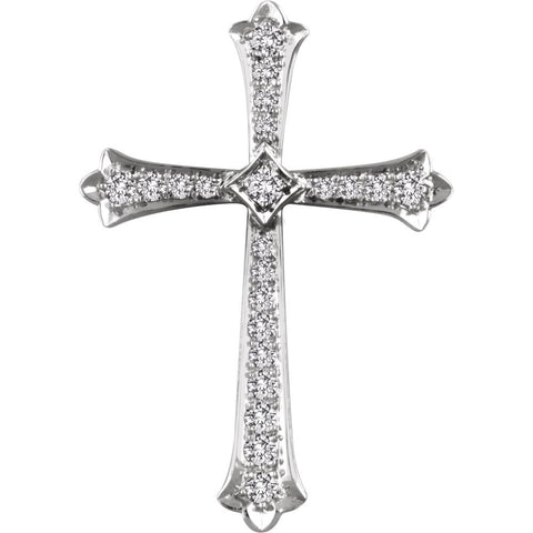 14k White Gold 3/4 CTW Diamond Cross Pendant