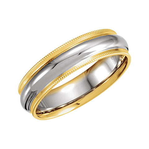 14K White & Yellow Gold 6mm Comfort-Fit Band Size 5.5