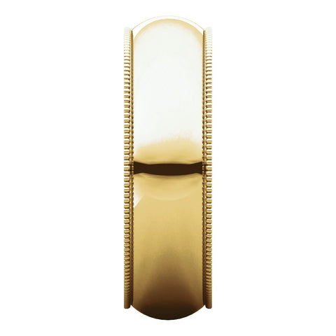 10k Yellow Gold 6mm Milgrain Band, Size 10