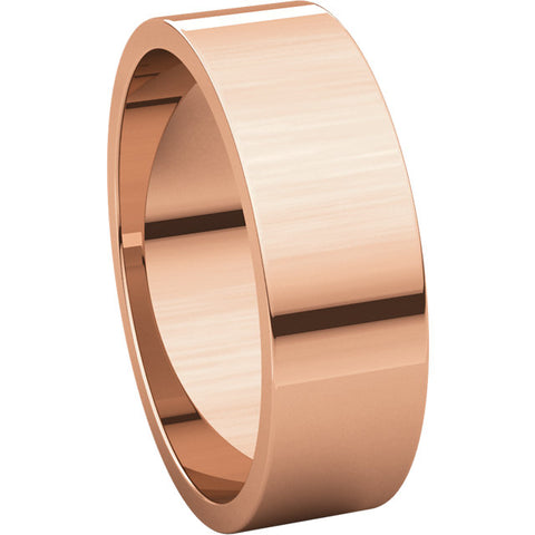 14k Rose Gold 6mm Flat Band, Size 10
