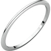 14k White Gold 1mm Half Round Band, Size 5