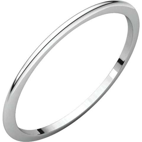 18k White Gold 1mm Half Round Band, Size 6