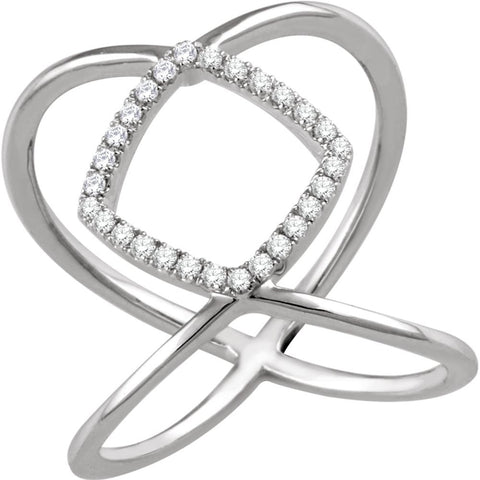 14k White Gold 1/5 CTW Diamond Freeform Ring, Size 7