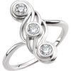 14K White Gold 1/2 CTW Diamond 3-Stone Ring (Size 6)