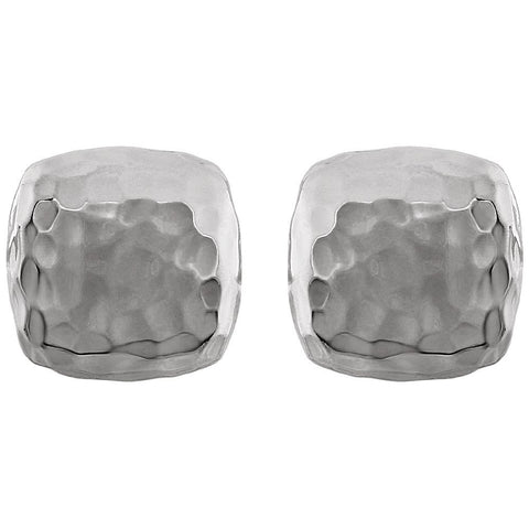 14k White Gold Hammered Square Earrings