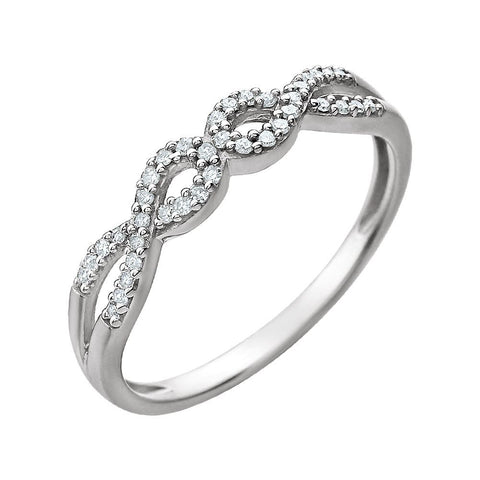 14k White Gold 1/8 CTW Diamond Ring, Size 7