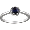 14k White Gold Blue Sapphire "September" Birthstone Ring, Size 7